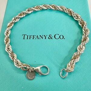 TIFFANY & CO. Sterling Silver 18K Yellow Gold Twist Braid Bracelet w/ COA